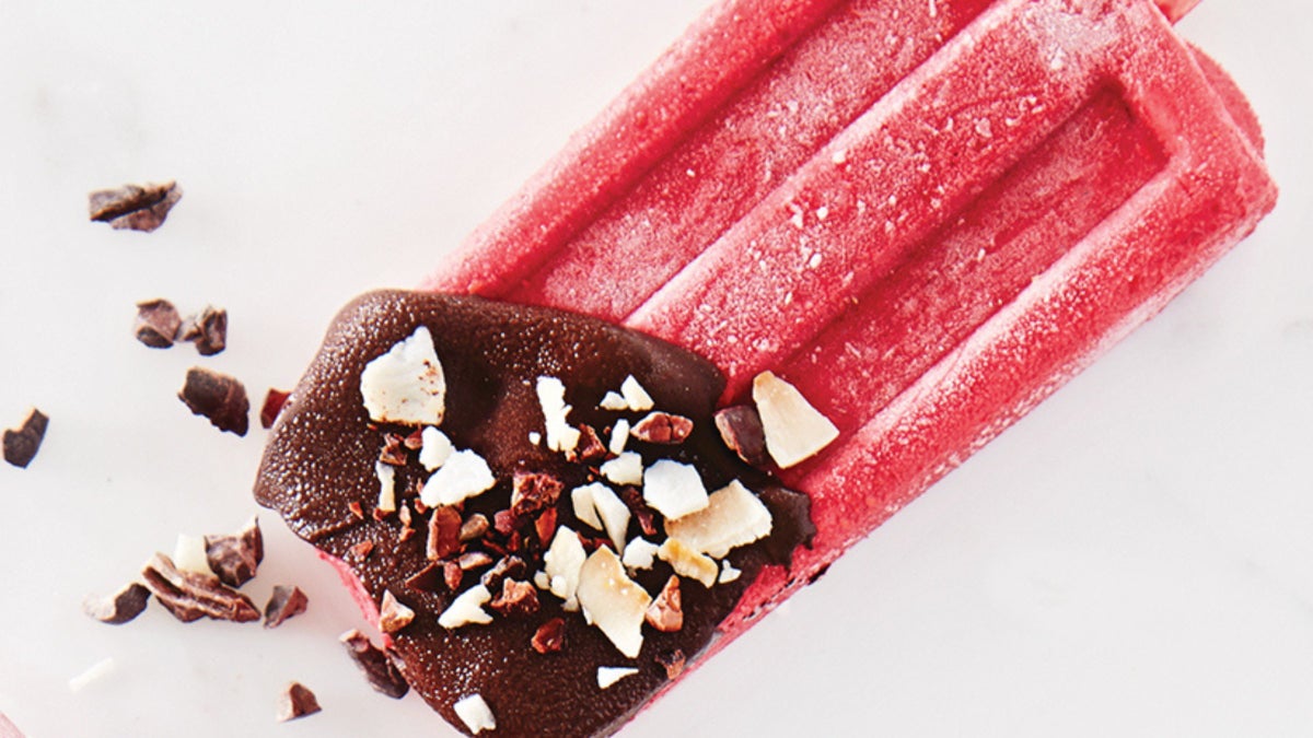 Coconut Raspberry Popsicles with Dark Chocolate