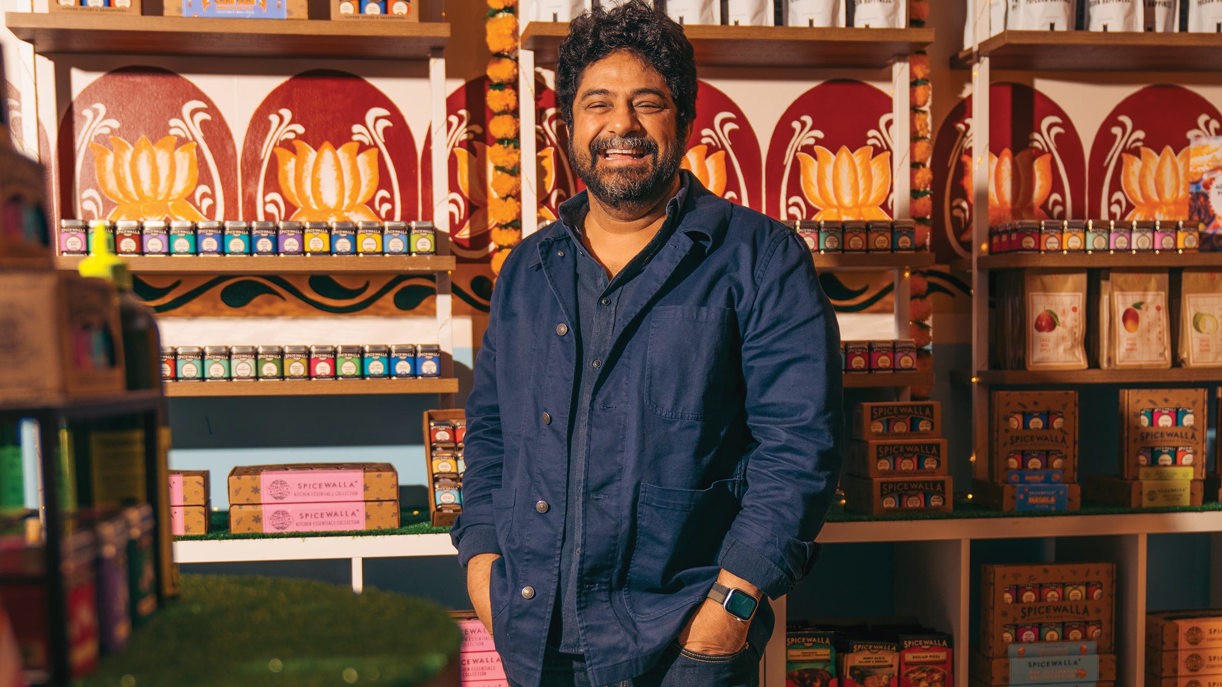 Meherwan Irani (wearing his own clothing) at his store Spicewalla