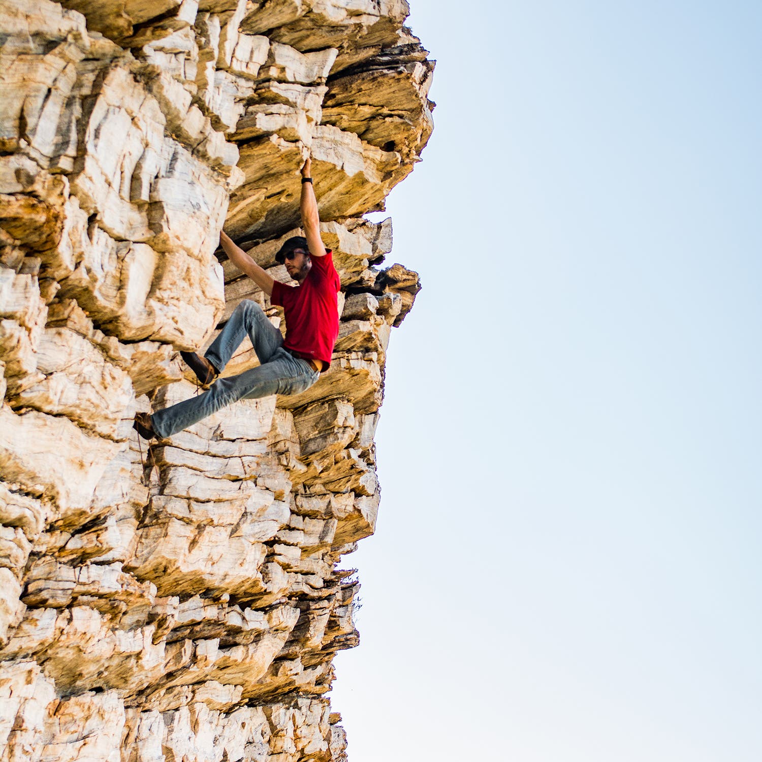 Howell, shoes untied, climbing one of the 15 routes he free-soloed on November 5, 2016