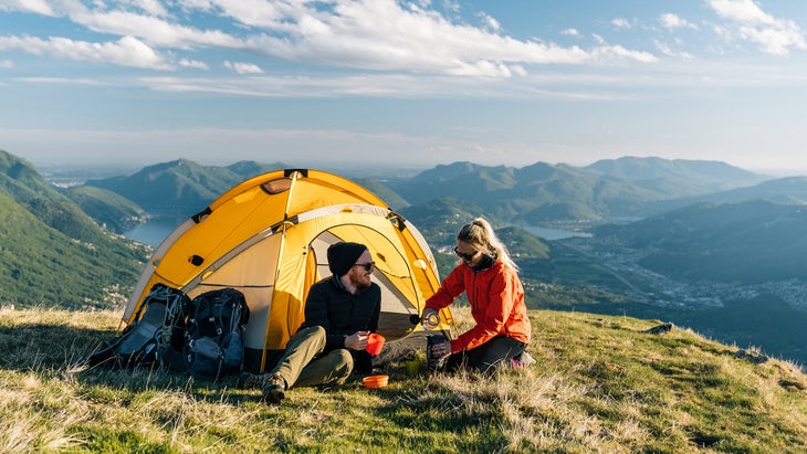 camping in the mountains