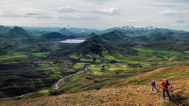 The author and friend hiking the Laugavegur Trail