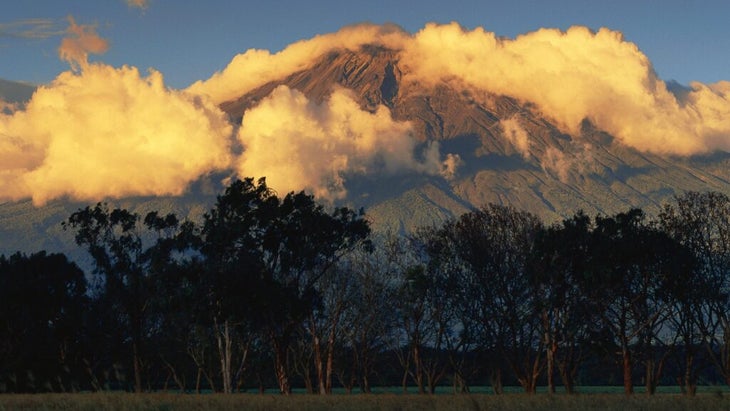 Mount Meru shrouded in clouds