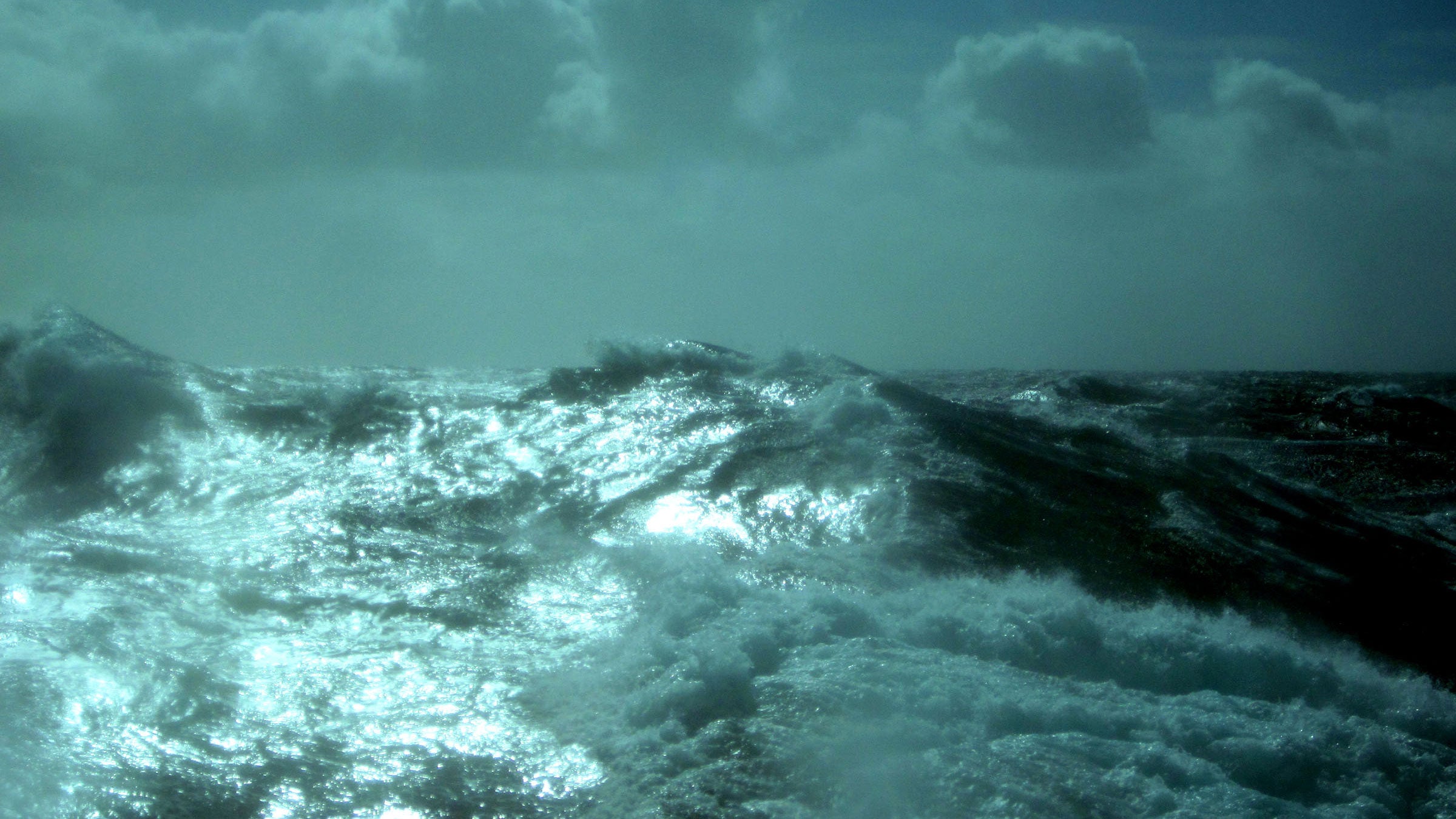 raging Atlantic ocean massive waves in a storm