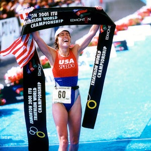 Siri Lindley winning a world championship race in 2001