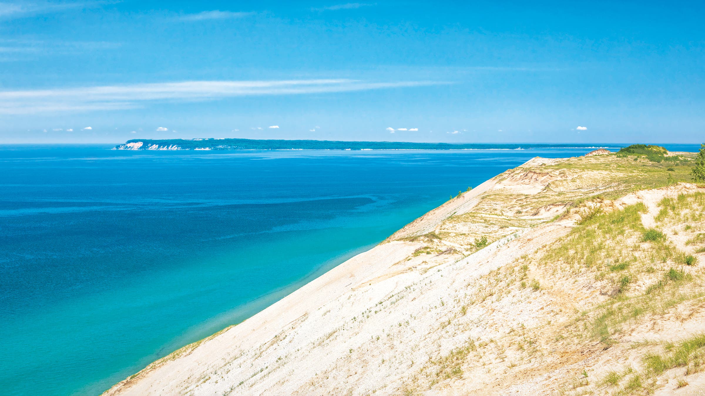 Sleeping Bear Dunes and the waters of Lake Michigan