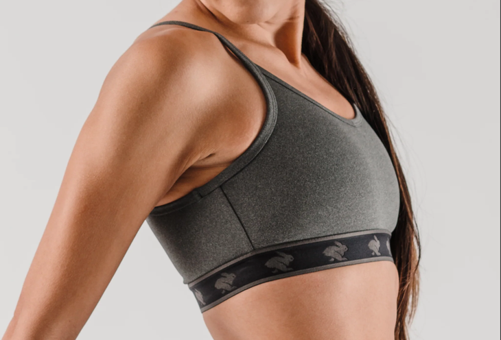Woman wearing running bra