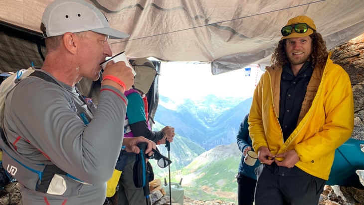 high mountain aid station during ultramarathon