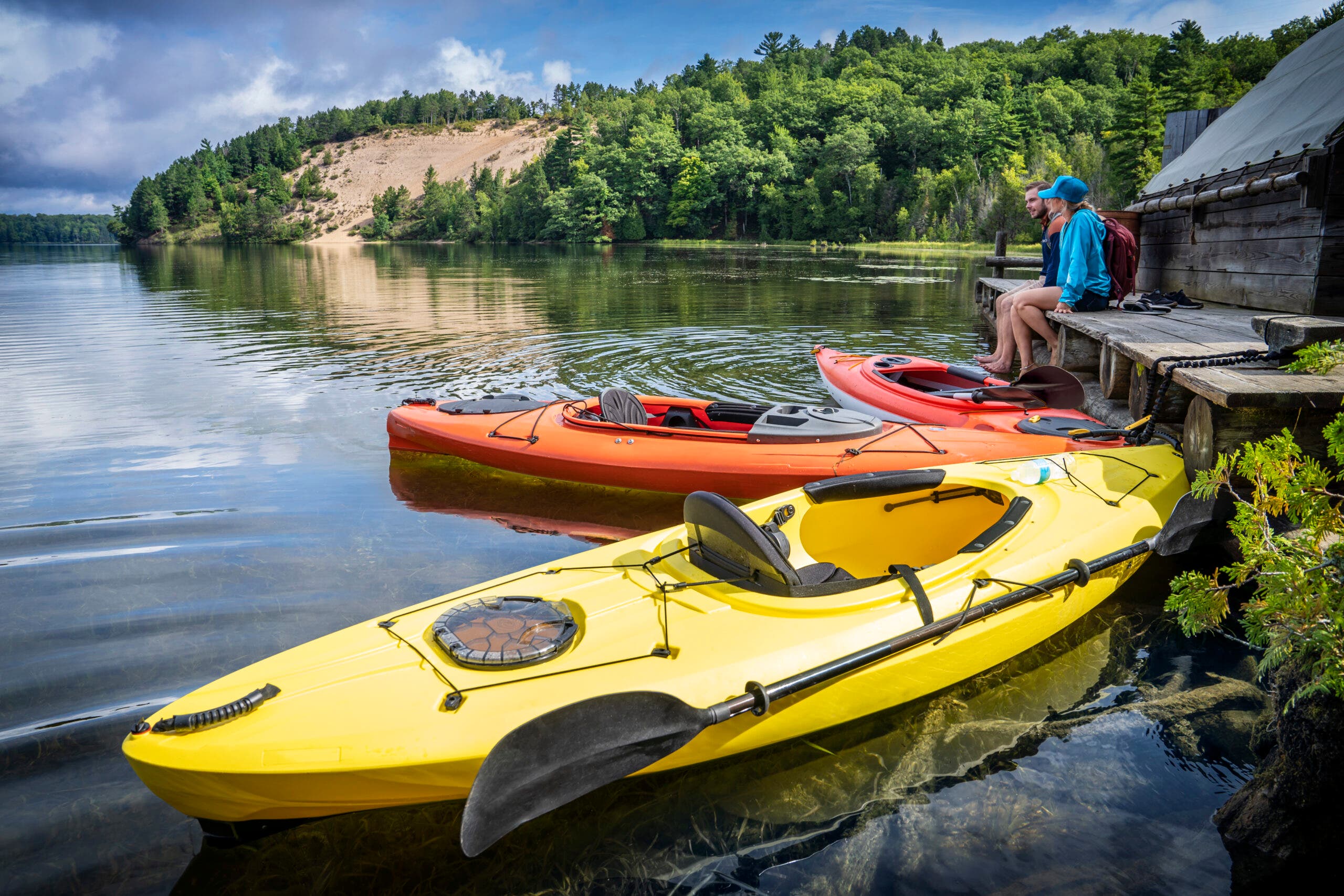 Kayaking the AuSable River near Oscoda, Michigan.