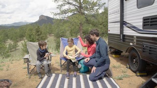 Looking at a map while RV camping