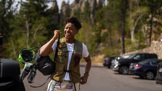 L. Renee gets ready to clim in South Dakota