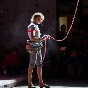 Woman holding a climbing rope