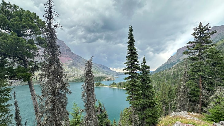 storm rolling in on the continental divide trail in Glacier National Park