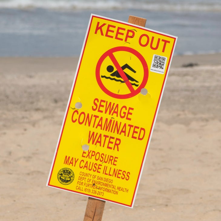 A contaminated beach in San Diego, California