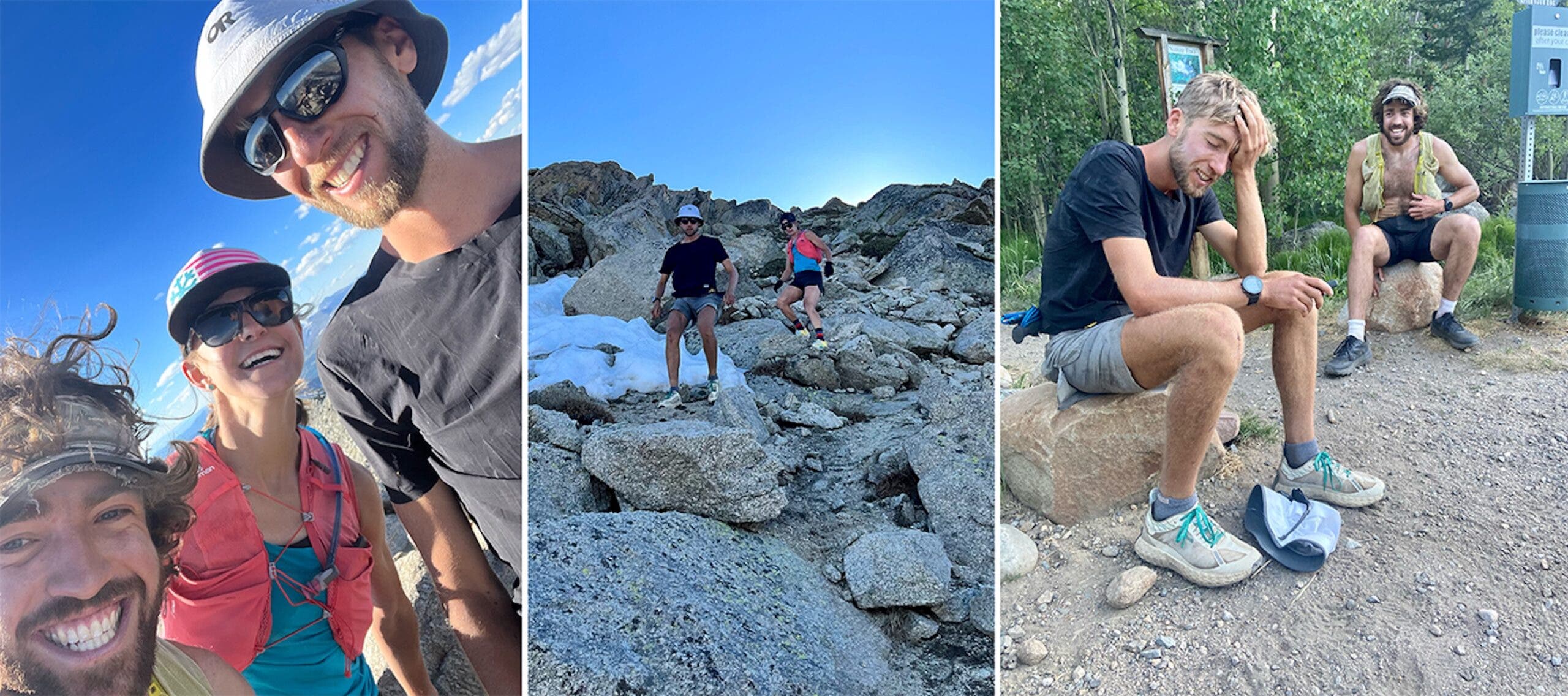 a triplet photo of Hedges FKT on Nolan's 14