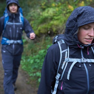 hiking in the rain