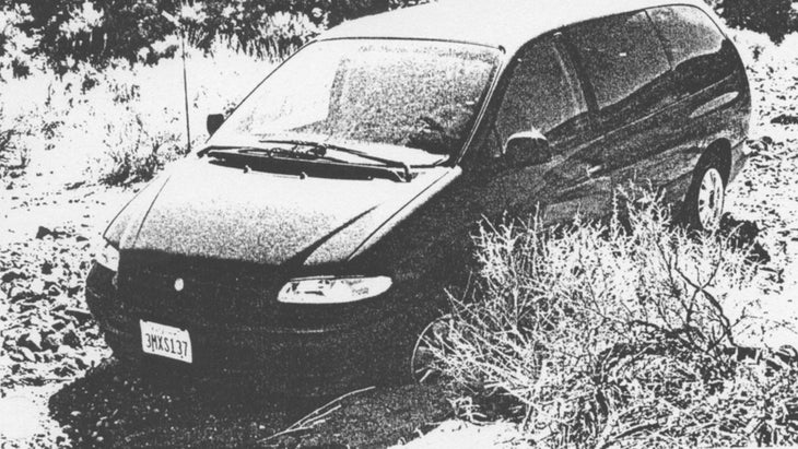 stuck van from 1996 in Death Valley