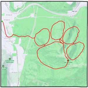 Fake strava map with a tiger claw shape