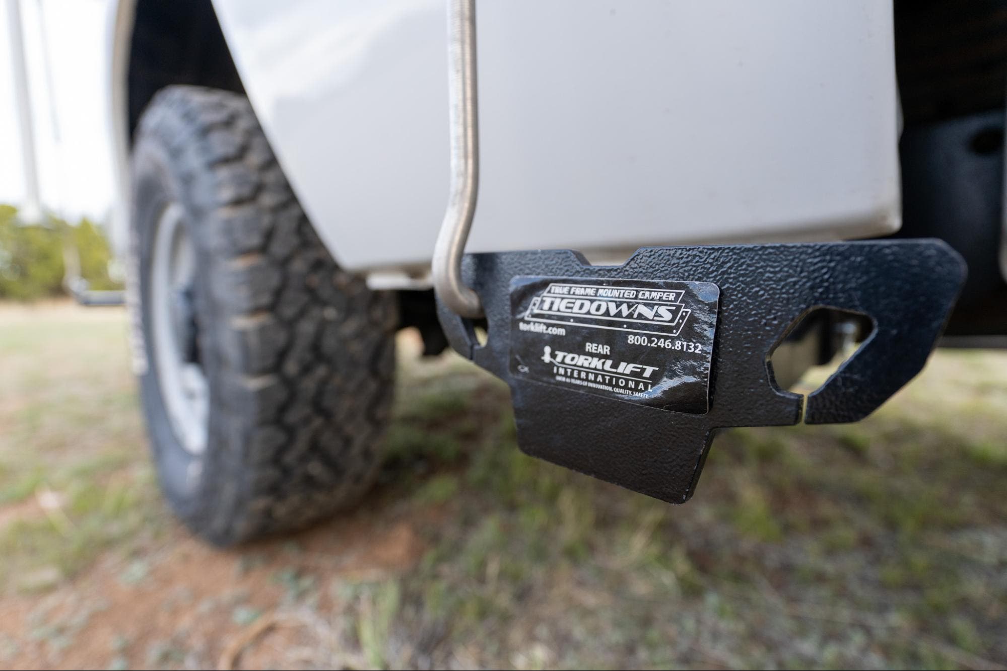 Torklift turnbuckles and mounted tie downs on a truck