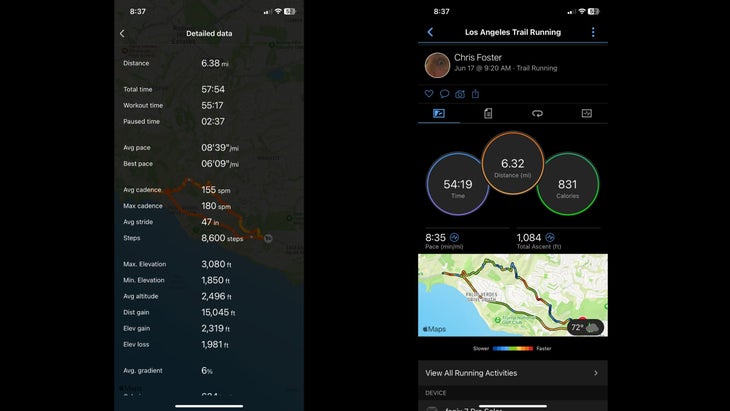 Data from run on same set course, one watch on each wrist. Cheetah Pro (L) and Garmin Fenix 7 Pro Solar (R)