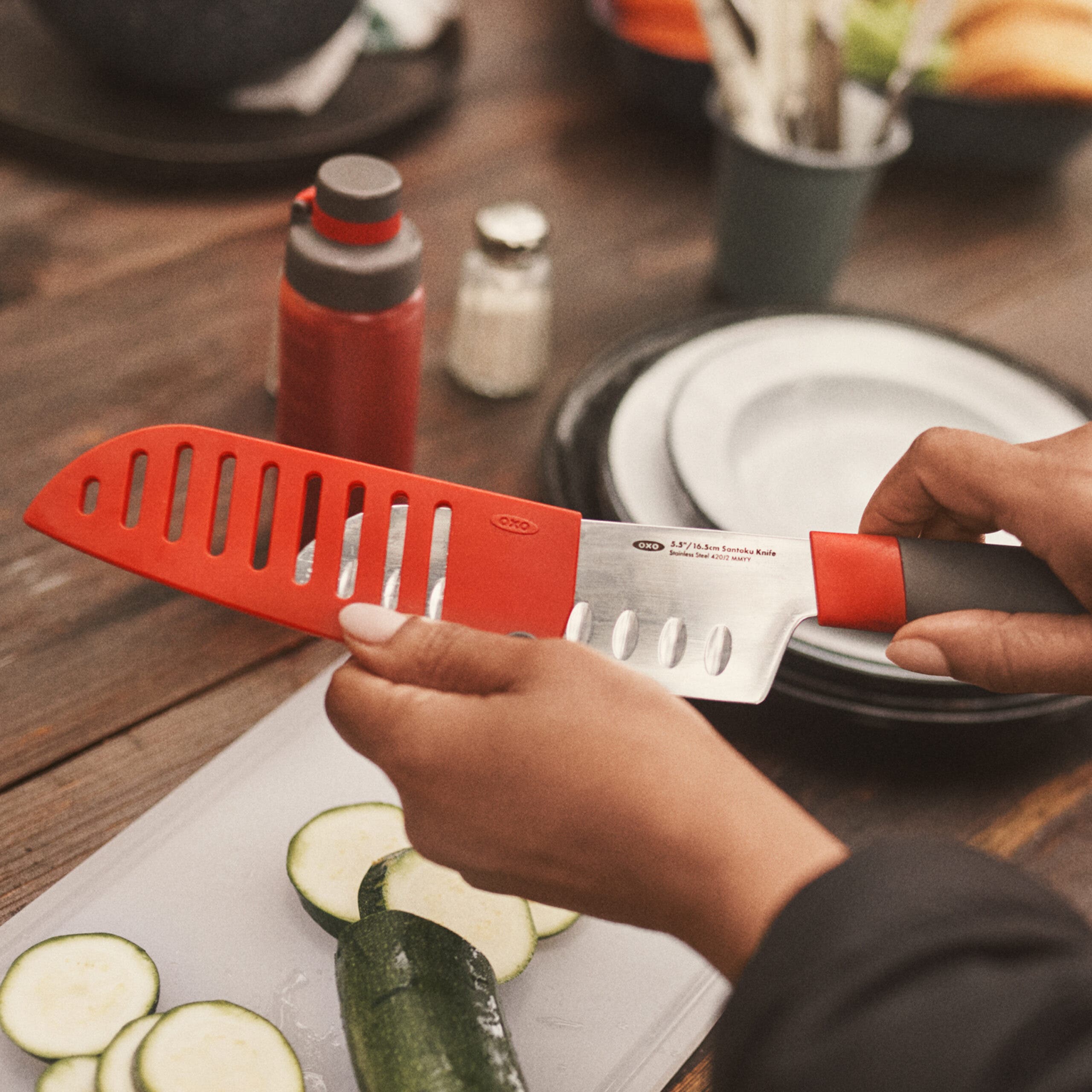 OXO Outdoor 5.5in Santoku Knife with Locking Sheath
