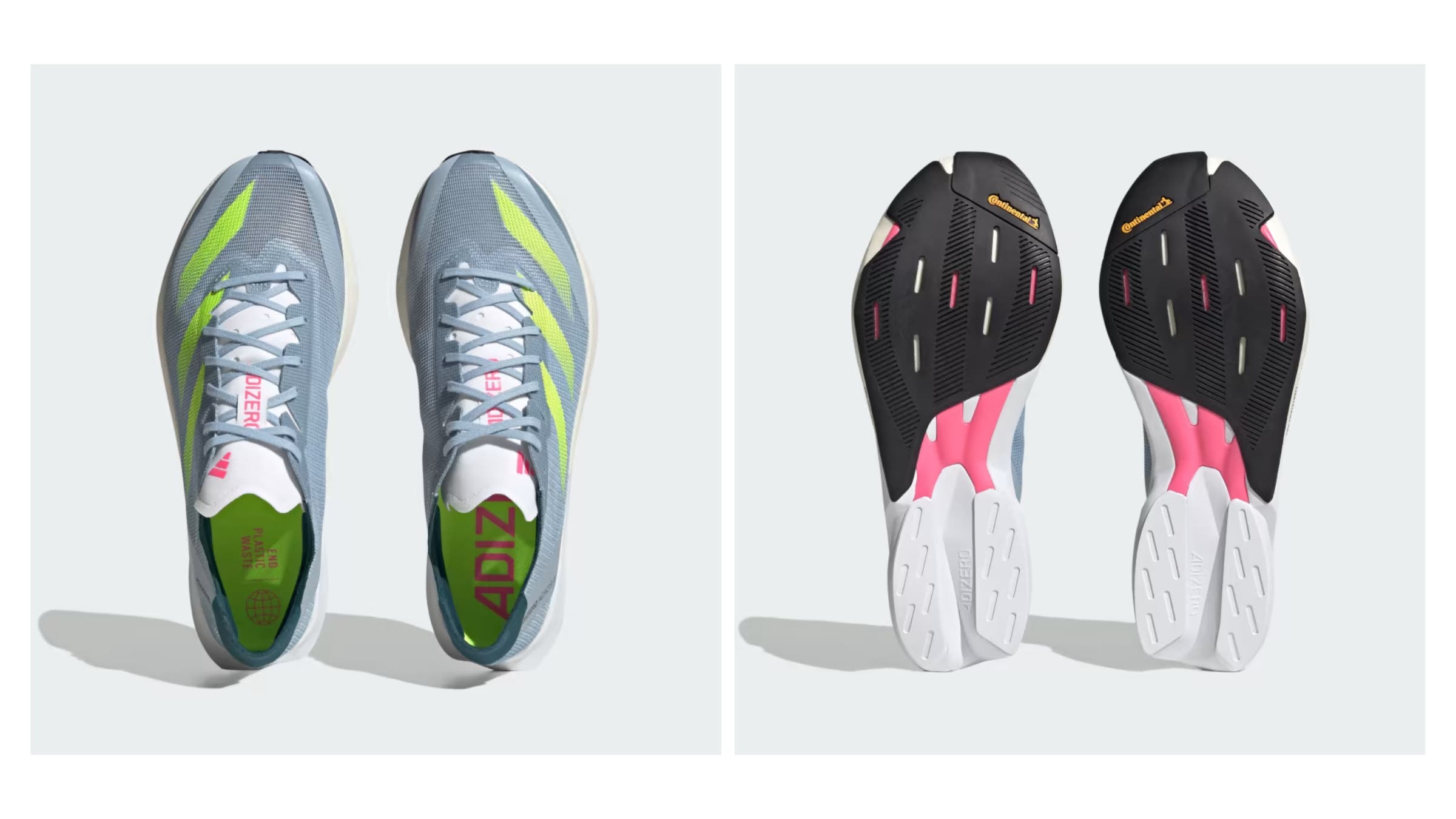 A two panel look at the adidas shoe