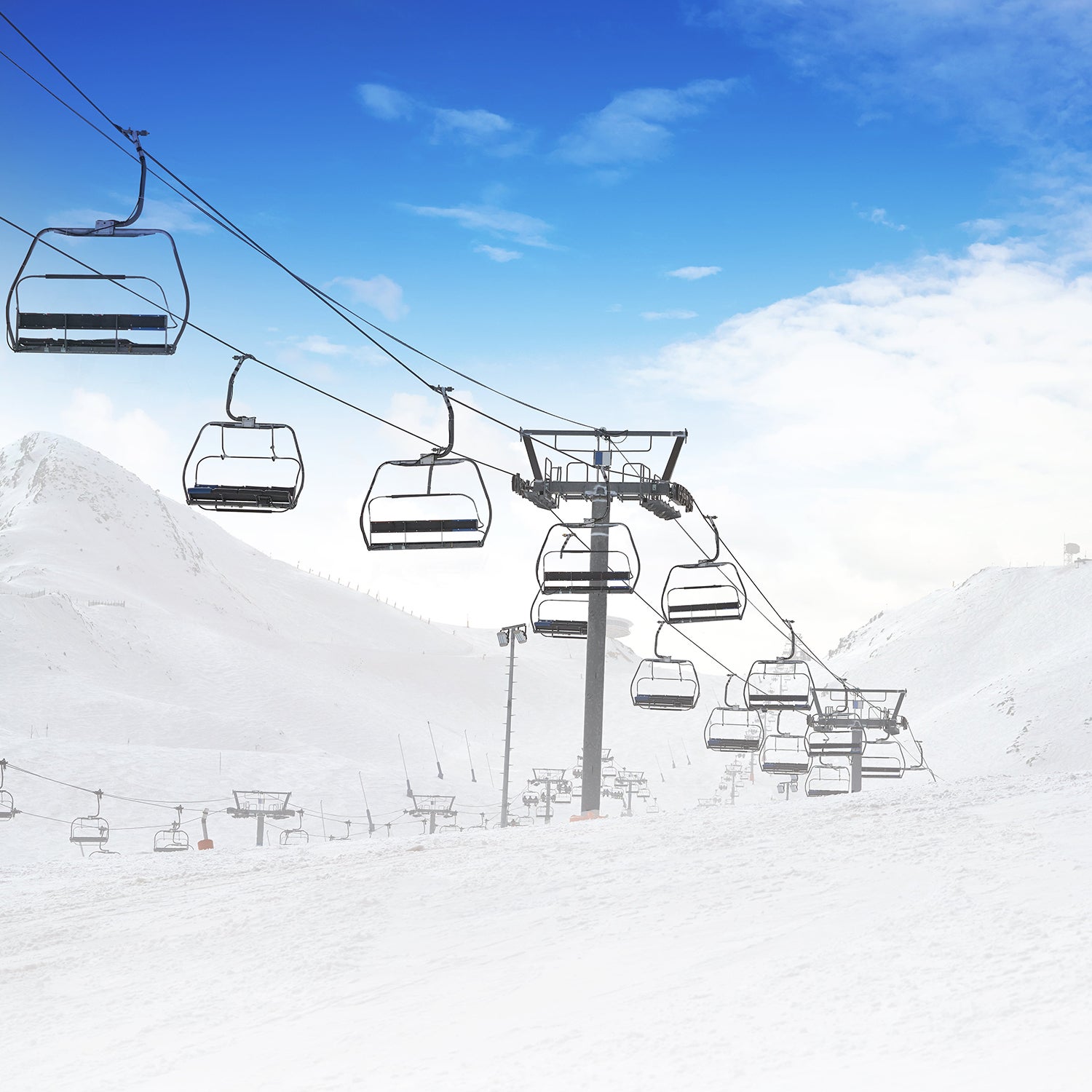 Empty ski lift chairs