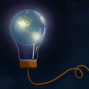 Illustration of the earth as a light bulb