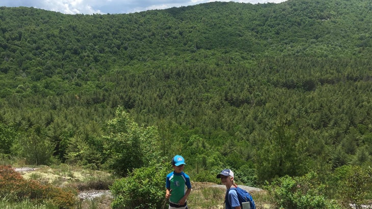 children on top of Little Green Knob