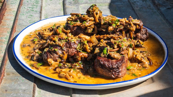 Three-Minute Venison Steaks with Mushroom Marsala Pan Sauce