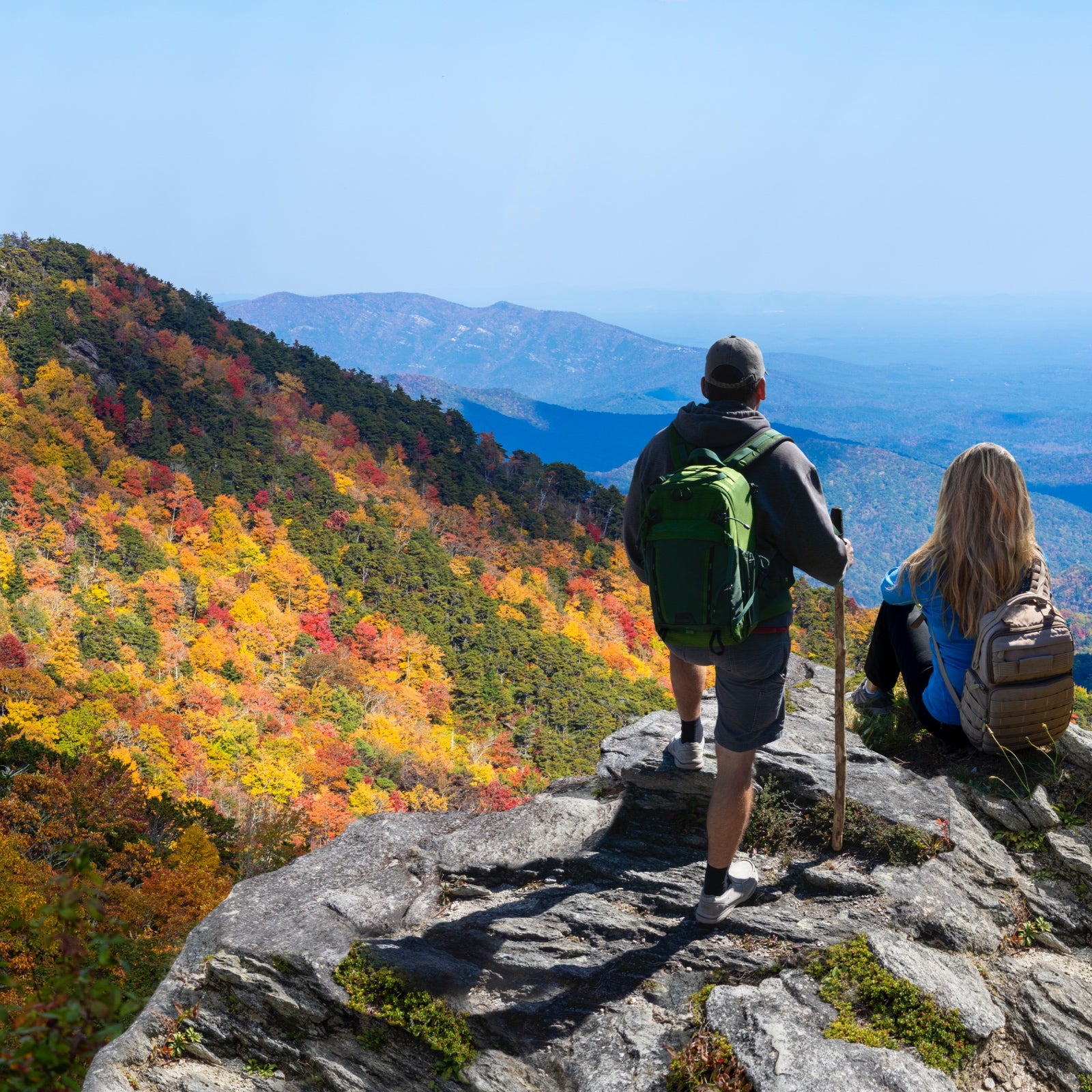 Woman Hiking On A Beautiful Autumn Day Stock Photo - Download