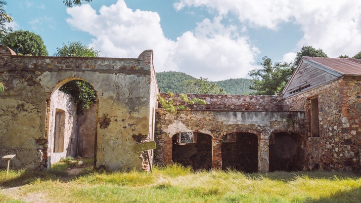 Reef Bay sugar factory ruins