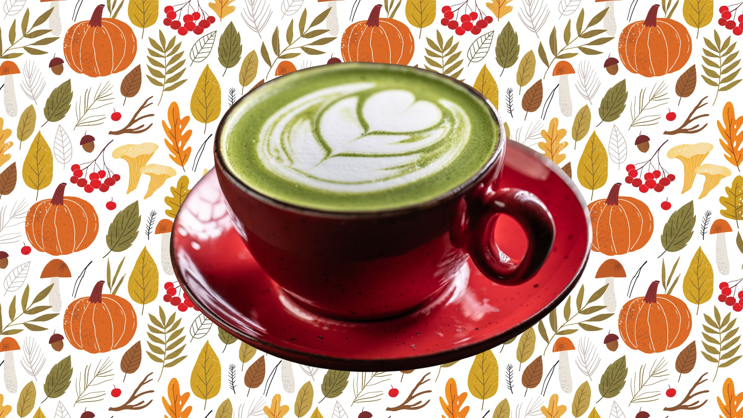 matcha over pumpkin background