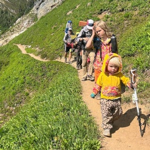 family of seven hiking Triple Crown