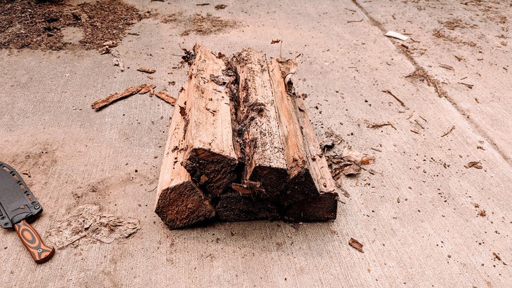 stack of logs for building a campfire