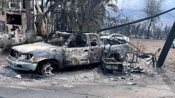 Maui Surf Girls burned truck