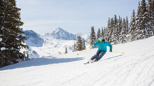 Testing carving skis at Copper Mountain, Colorado