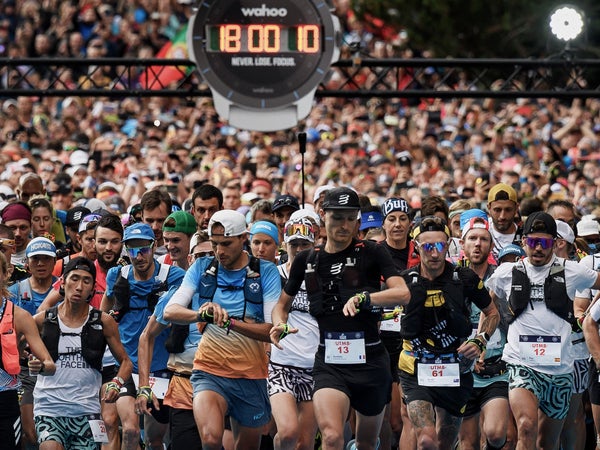 A big crowd of runners embark on a 100-mile race