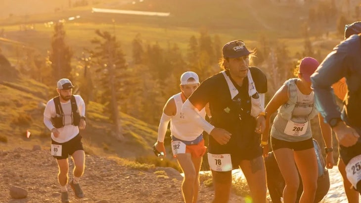 runners make their way up to the sunrise point at Western States 100
