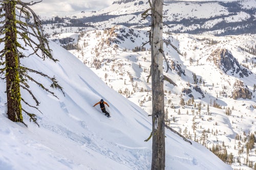 Man snowboarding in the backcountry
