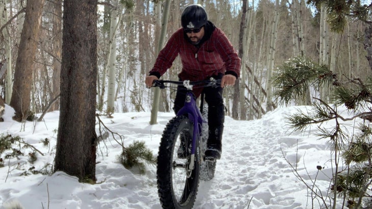 mountain bike in snow Laramie