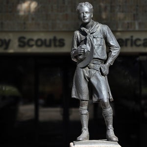 A general view of a statue outside the Boy Scouts of America Headquarters on February 4, 2013 in Irving, Texas.