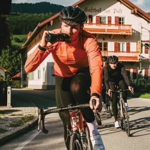 Cyclist drinking from a water bottle