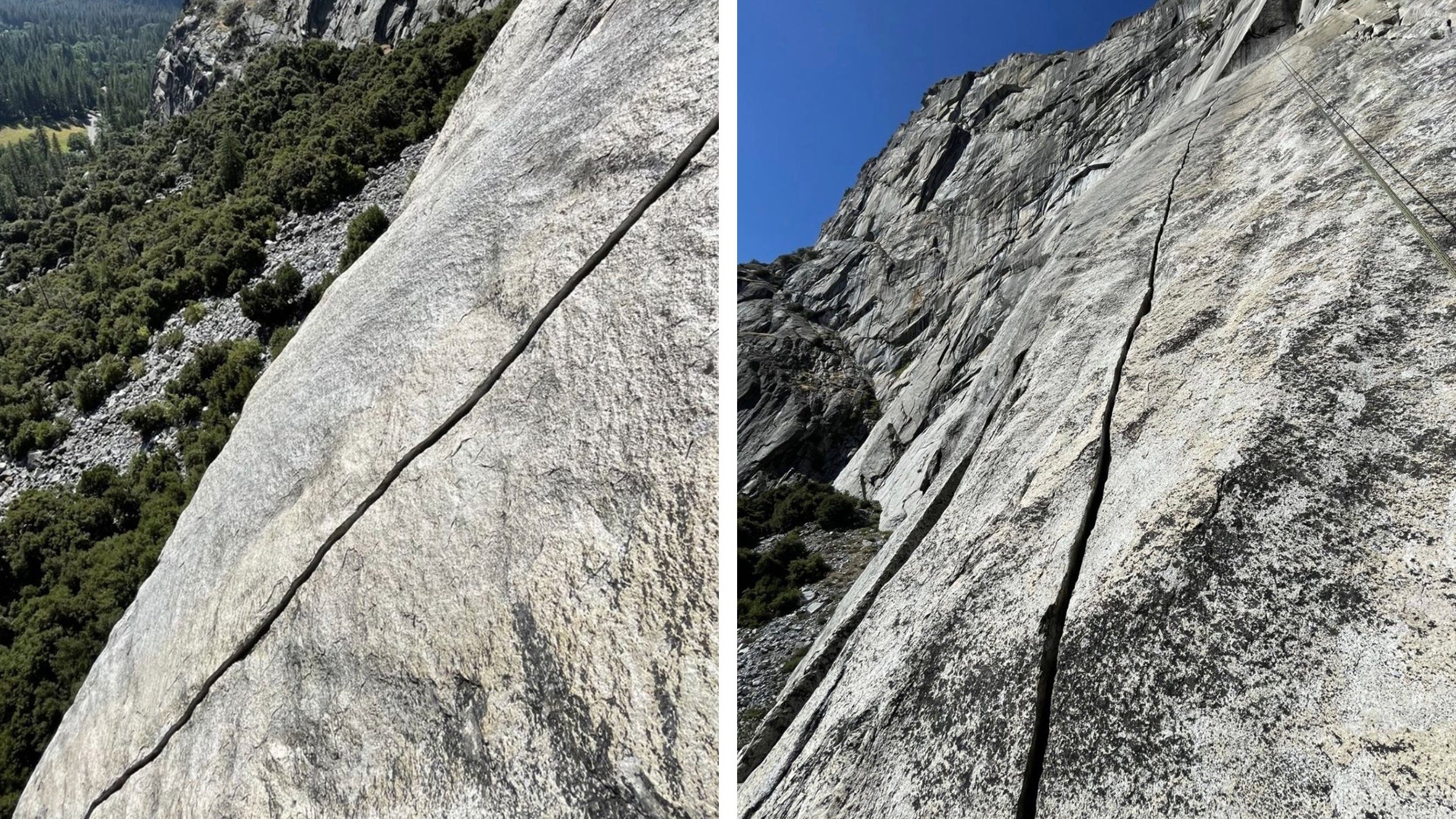 A new crack appears in Yosemite National Park near Royal Arches