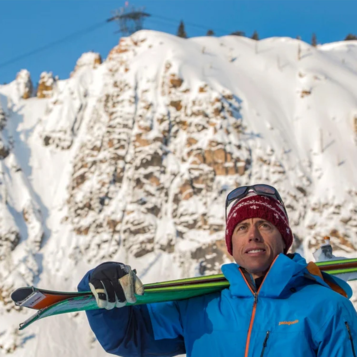 Robb Gaffney under the funitel at Palisades Tahoe