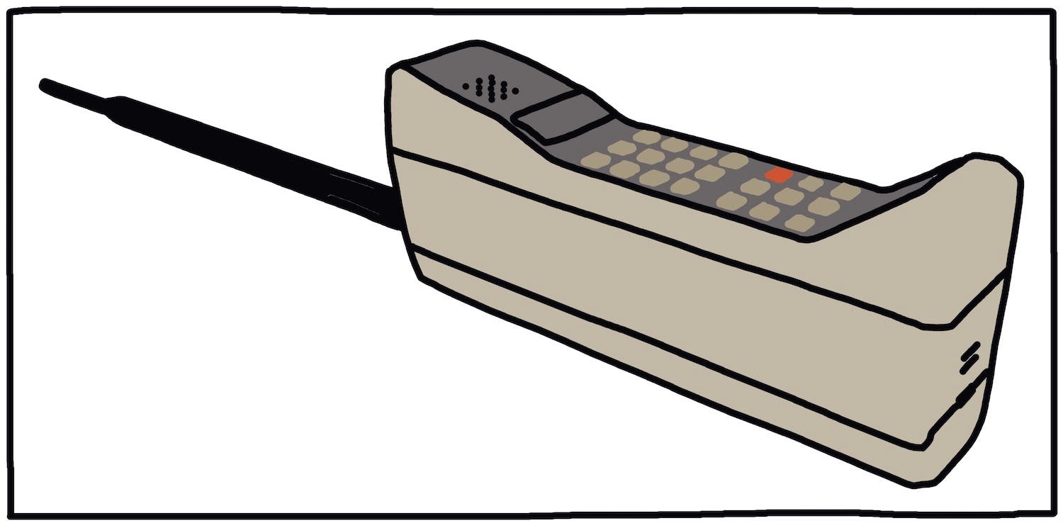 illustration of big brick phone