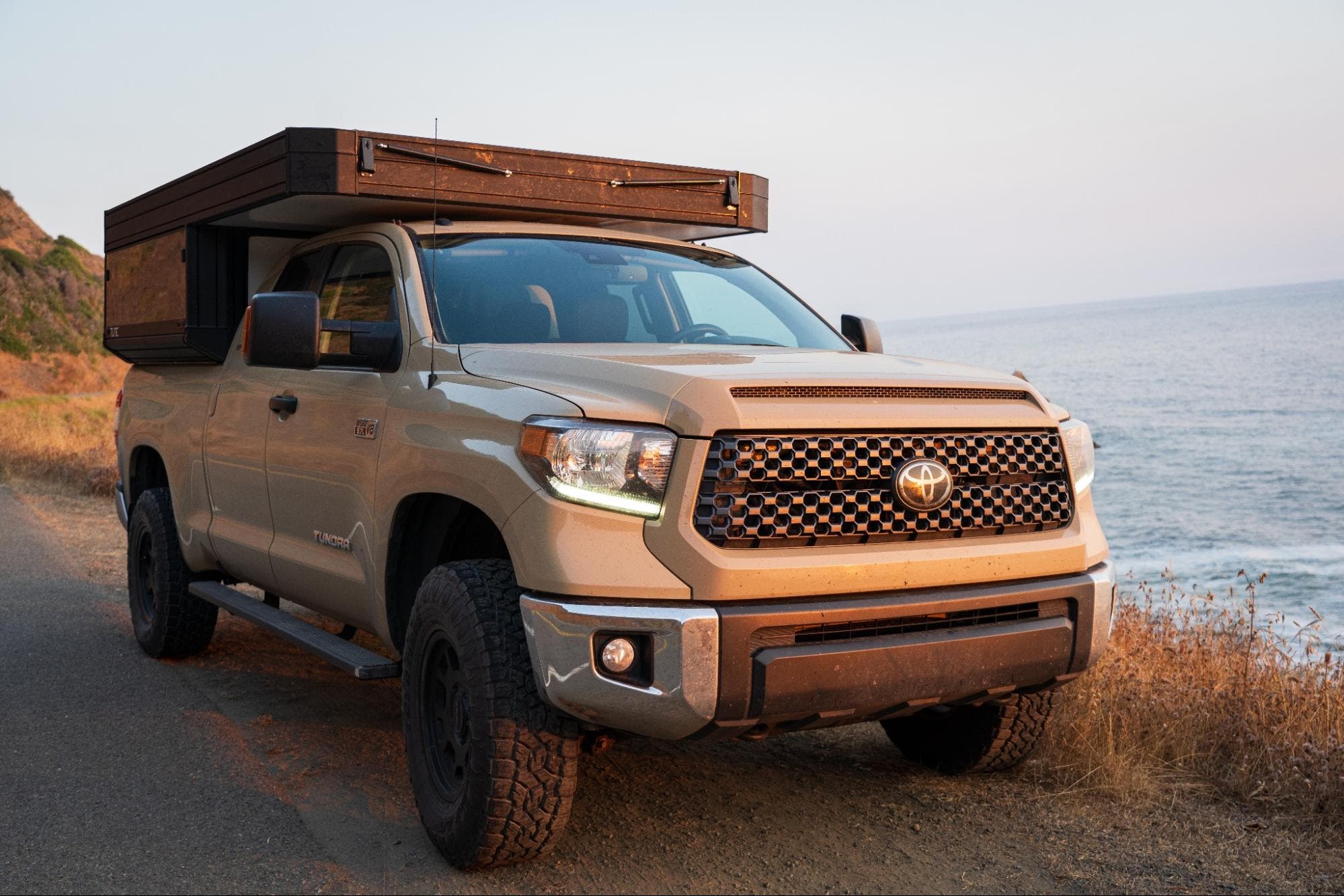 The Tune M1 truck camper collapsed near the coast