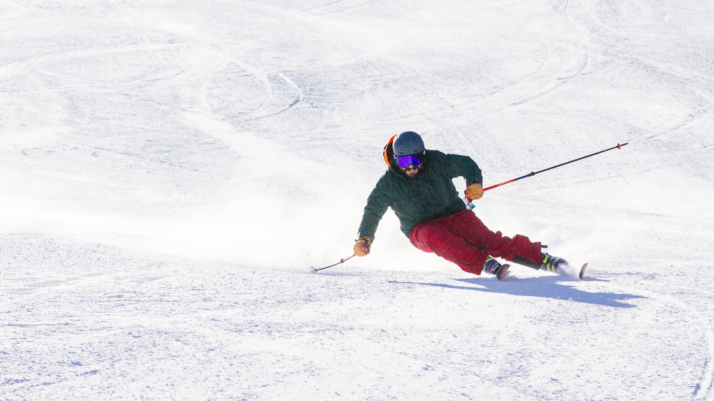 Tester trying frontside skis in Sun Valley
