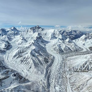 An aerial view of the Himalayas in China