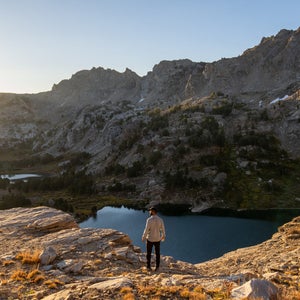 outdoor adventurer and athlete Max Djenohan Overlooking Lamoille Canyon at Sunrise
