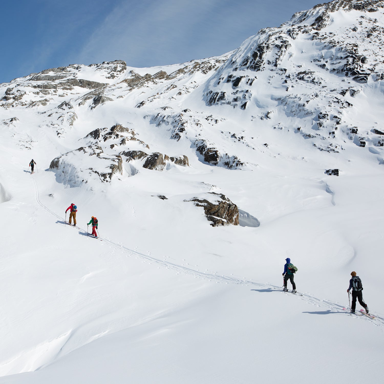 Backcountry skiers in the mountains